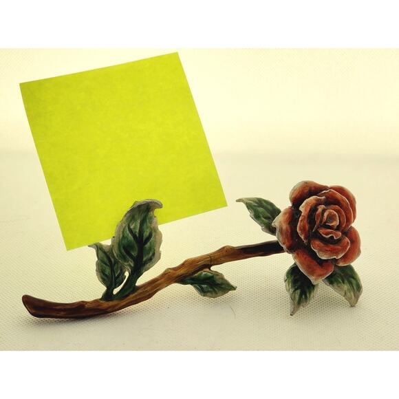 PICTURE/MEMO HOLDER-Metal-Rose-Clip Attached-Desk Accessory-Shelf Decor-6 IN - Picture 1 of 9